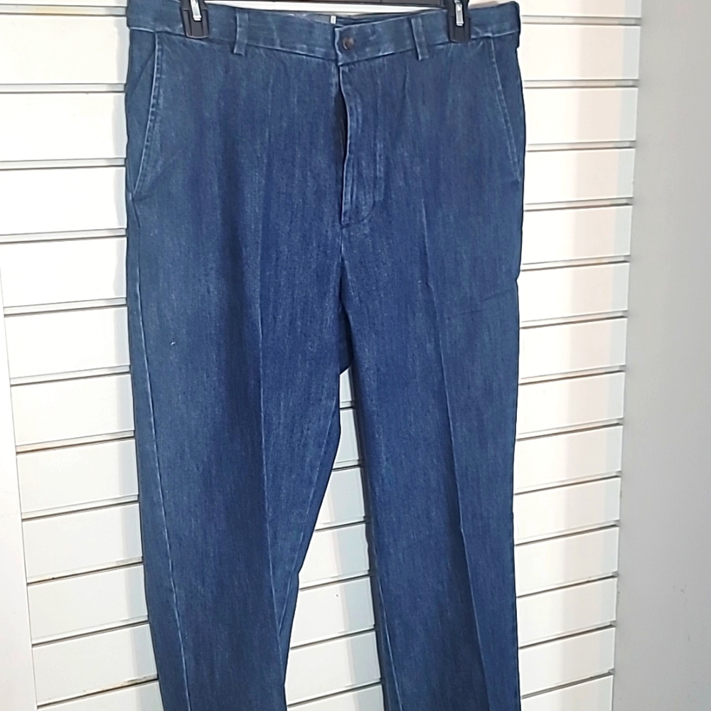 Roundtree & York  Denim Slacks Cut 100% Cotton With Expander WaistBand